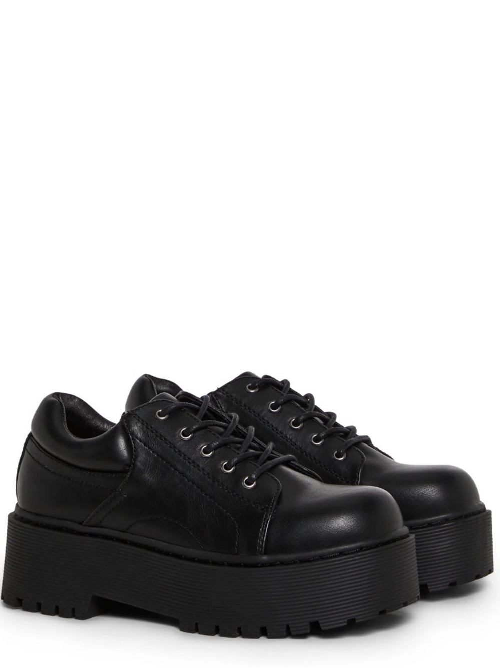 Dolls Kill Black Chunky Platform Lace-Up Shoes-SPICY REMARKS OXFORD